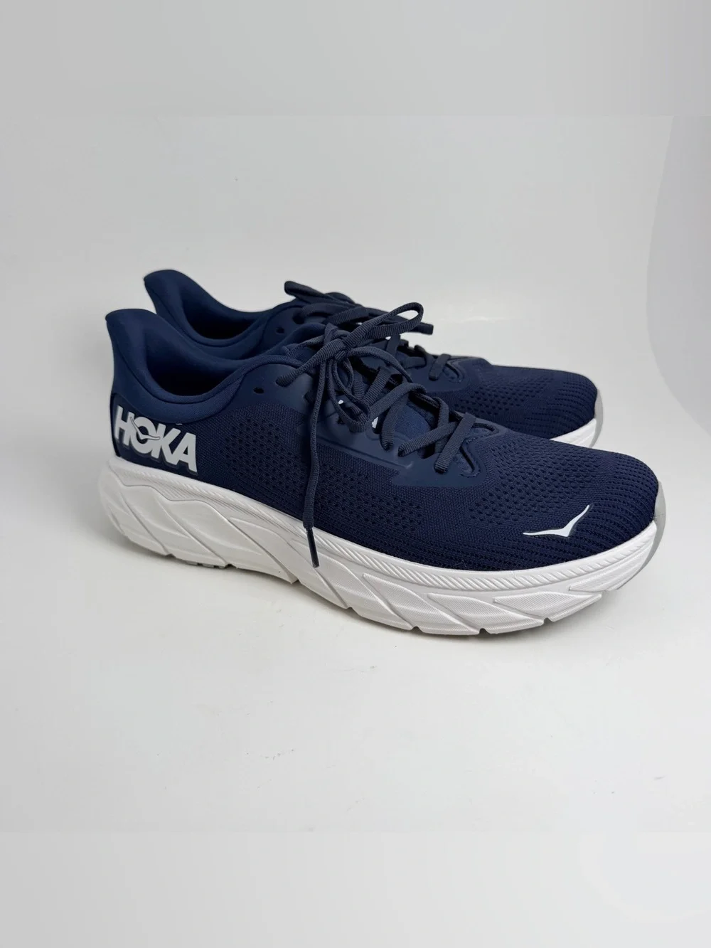 Hoka Men's Navy and White Clifton-style Cushioned Running Shoes